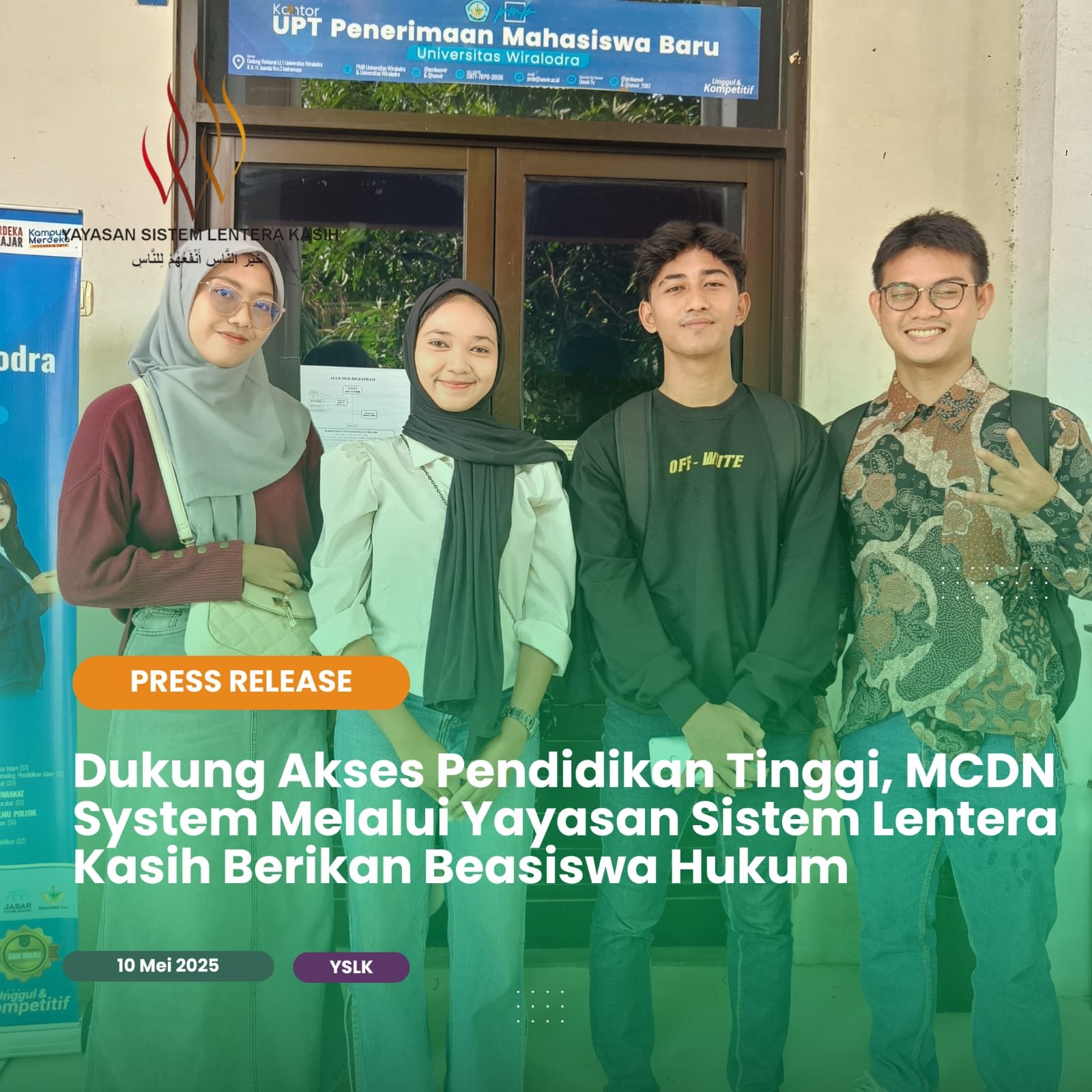 Dukung Akses Pendidikan Tinggi, MCDN System Melalui Yayasan Sistem Lentera Kasih Berikan Beasiswa Hukum