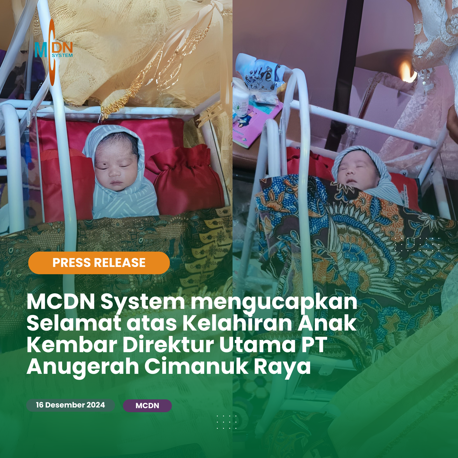 Selamat atas Kelahiran Anak Kembar Direktur Utama PT Anugerah Cimanuk Raya  